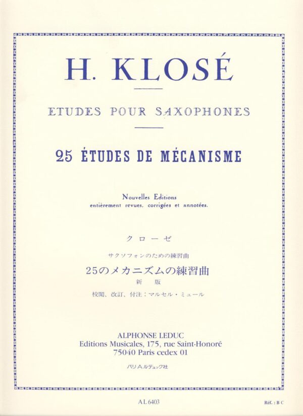 klose-25-etudes-de-mecanisme-sax-leduc