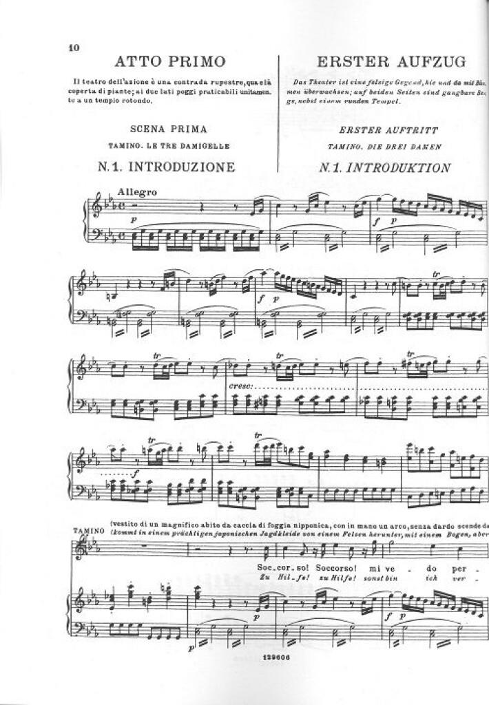 MOZART Il Flauto Magico. Opera completa per canto e pianoforte (ita-ted),  brossura. Ricordi - La Stanza della Musica