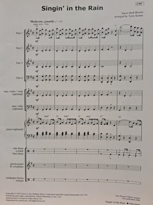 NACIO HERB BROWN Singin' in the Rain. Per orchestra scolastica. Phoenix Music - immagine 3