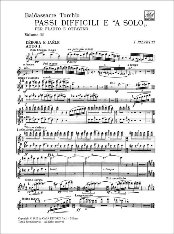 TORCHIO Passi difficili e "a solo" per flauto e ottavino vol. 2. Ricordi - immagine 3
