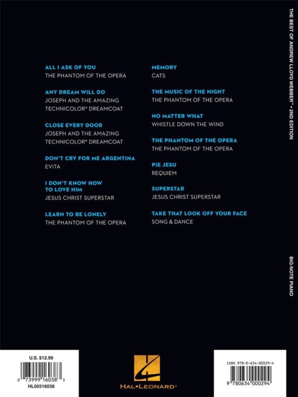 The Best Of Andrew Lloyd Webber. Easy piano. Hal Leonard - immagine 2