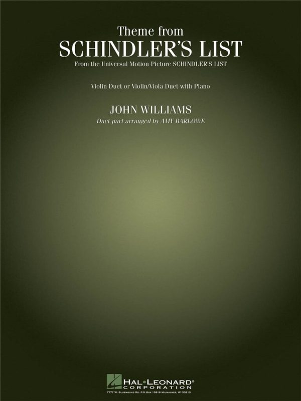 JOHN WILLIAMS Theme from Schindler's List (Violin Duet or Violin and Piano)