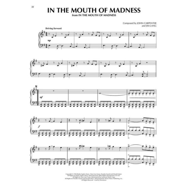 JOHN CARPENTER Sheet music collection. Pianoforte solo. Hal Leonard - immagine 3